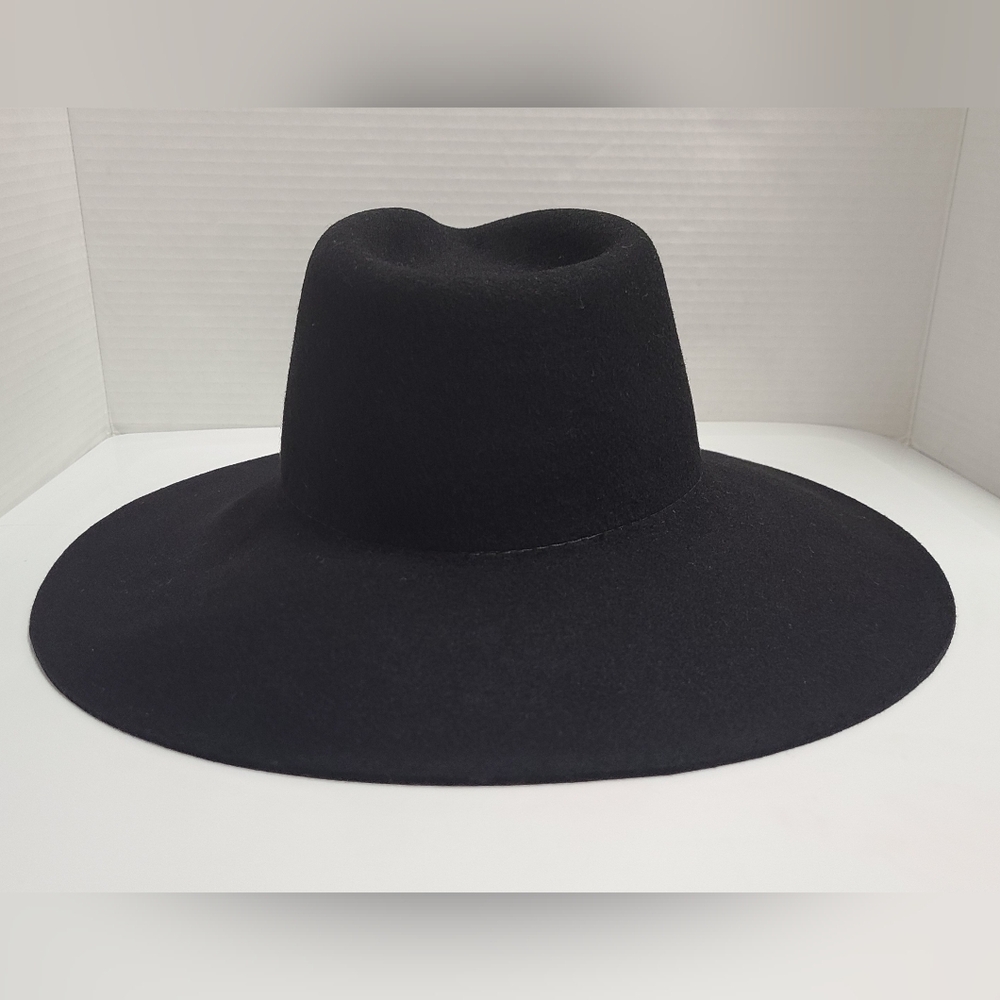 LINA OSORIO Handmade Black Wool Felt Fedora Hat - Picture 3 of 12